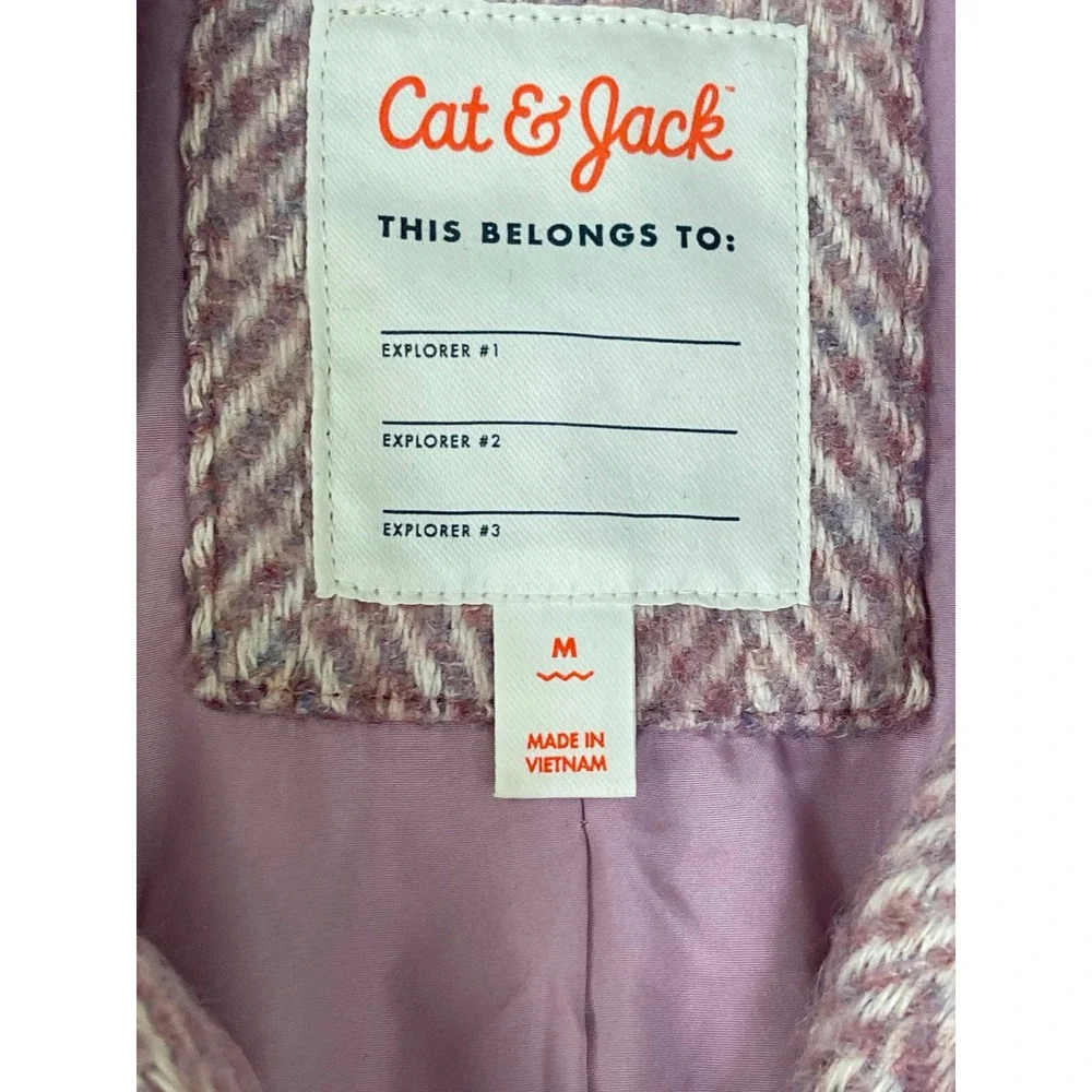 Cat & Jack Girls Purple Herringbone Overcoat Jacket Size M 8-10